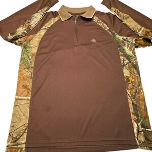 Legendary Whitetails Polo Mens Camo Performance Shirt 1/2 Zip Realtree size XLT